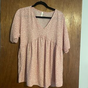 MTS Pink and White Relaxed Tiered Blouse